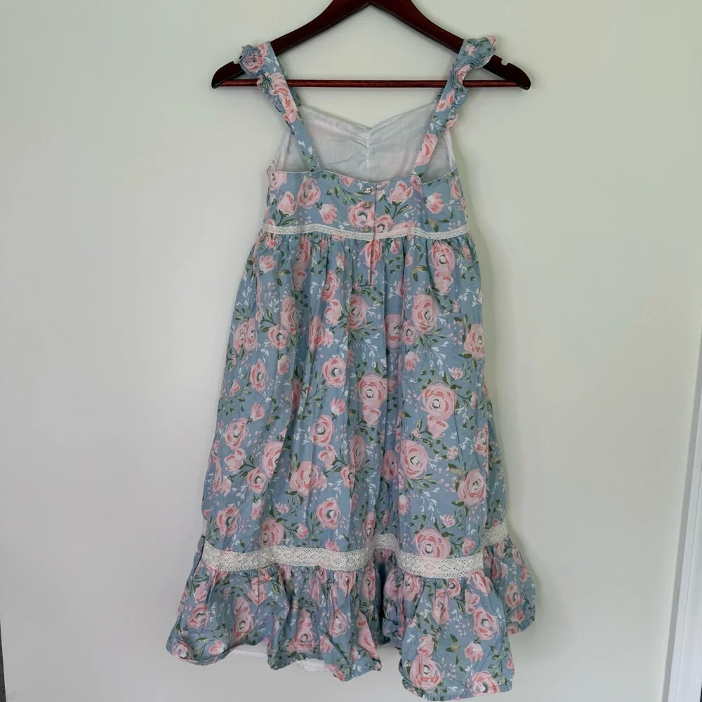 Haute Hippie Pink Blue Cottagecore Floral Dress Size Kids 10